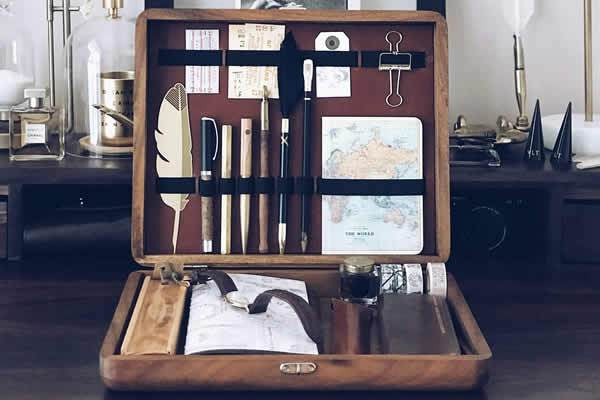 The Writing Box - Portable Wooden Writing Desk - Galen Leather