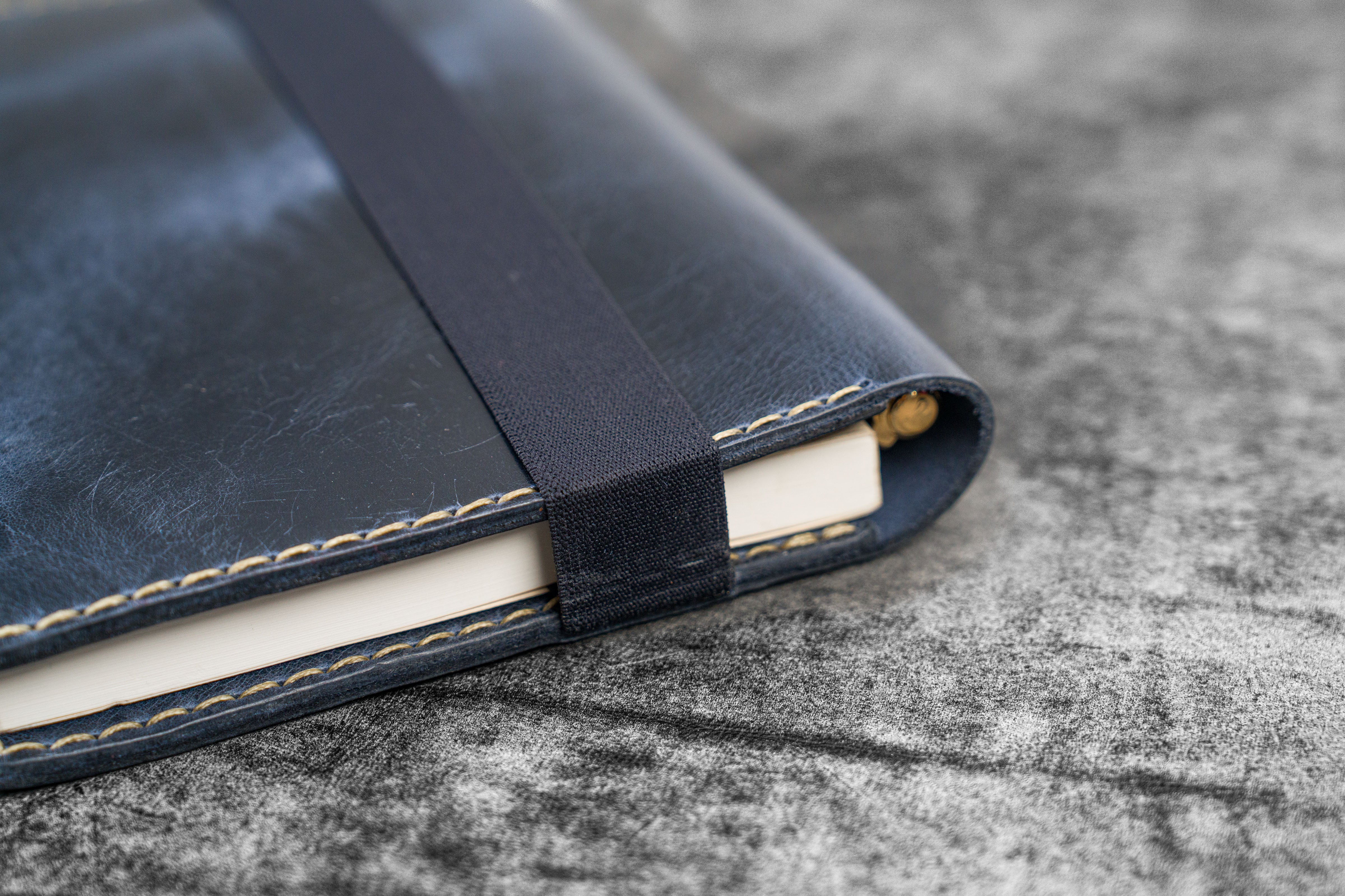 Leather Leuchtturm1917 A5 Notebook Cover - Crazy Horse Navy Blue