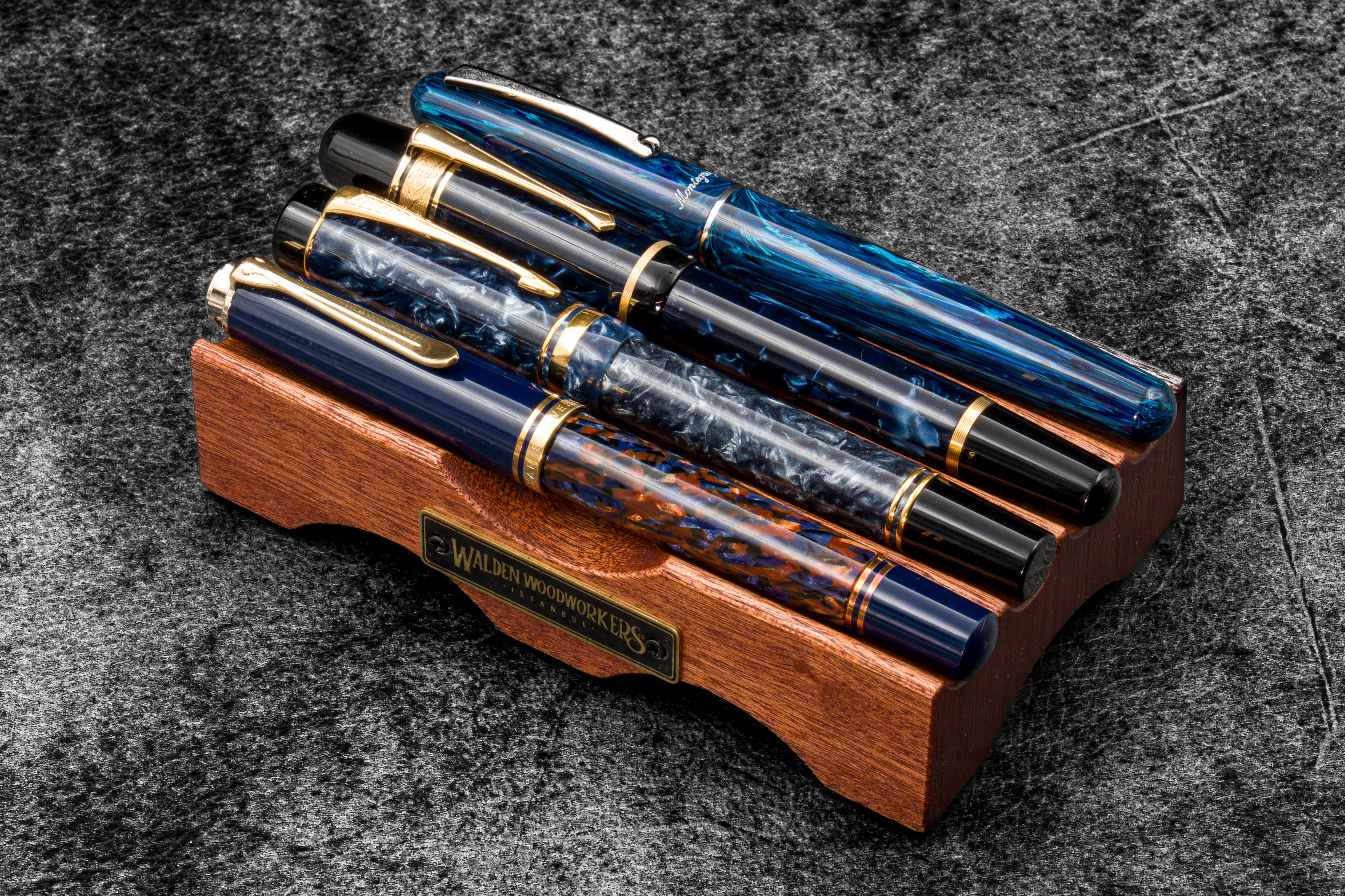 The Pen Bridge - Wooden Fountain Pen Stand - Mahogany