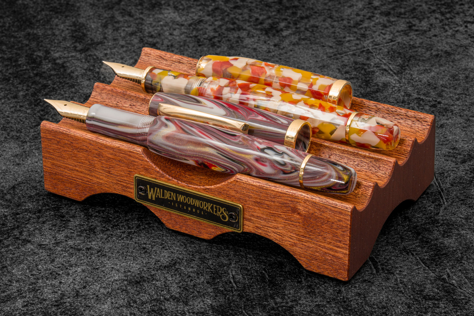 The Pen Bridge - Wooden Fountain Pen Stand - Mahogany