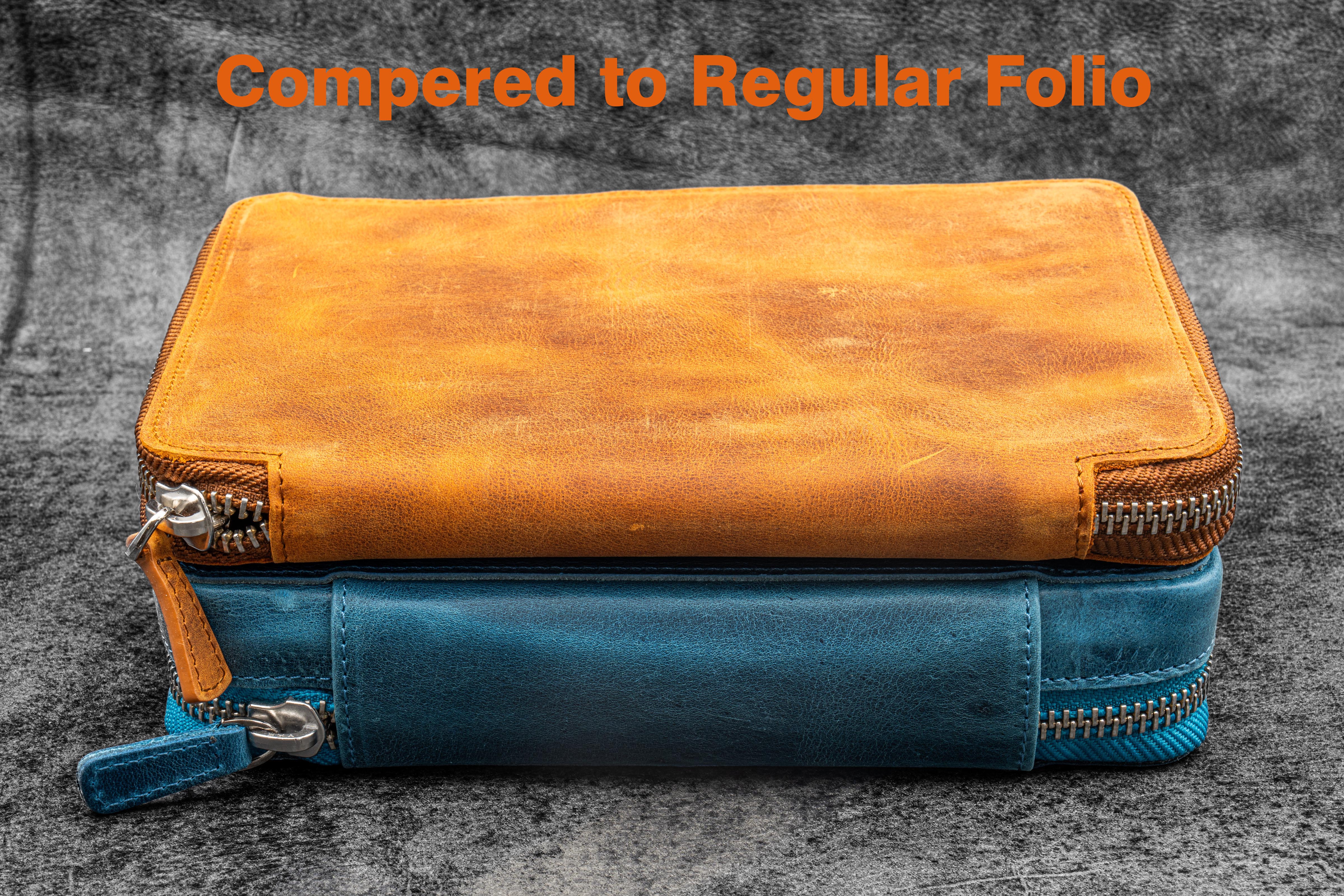 Expansi-Folio Leather Wide A5 Zip Folio - C.H. Ocean Blue