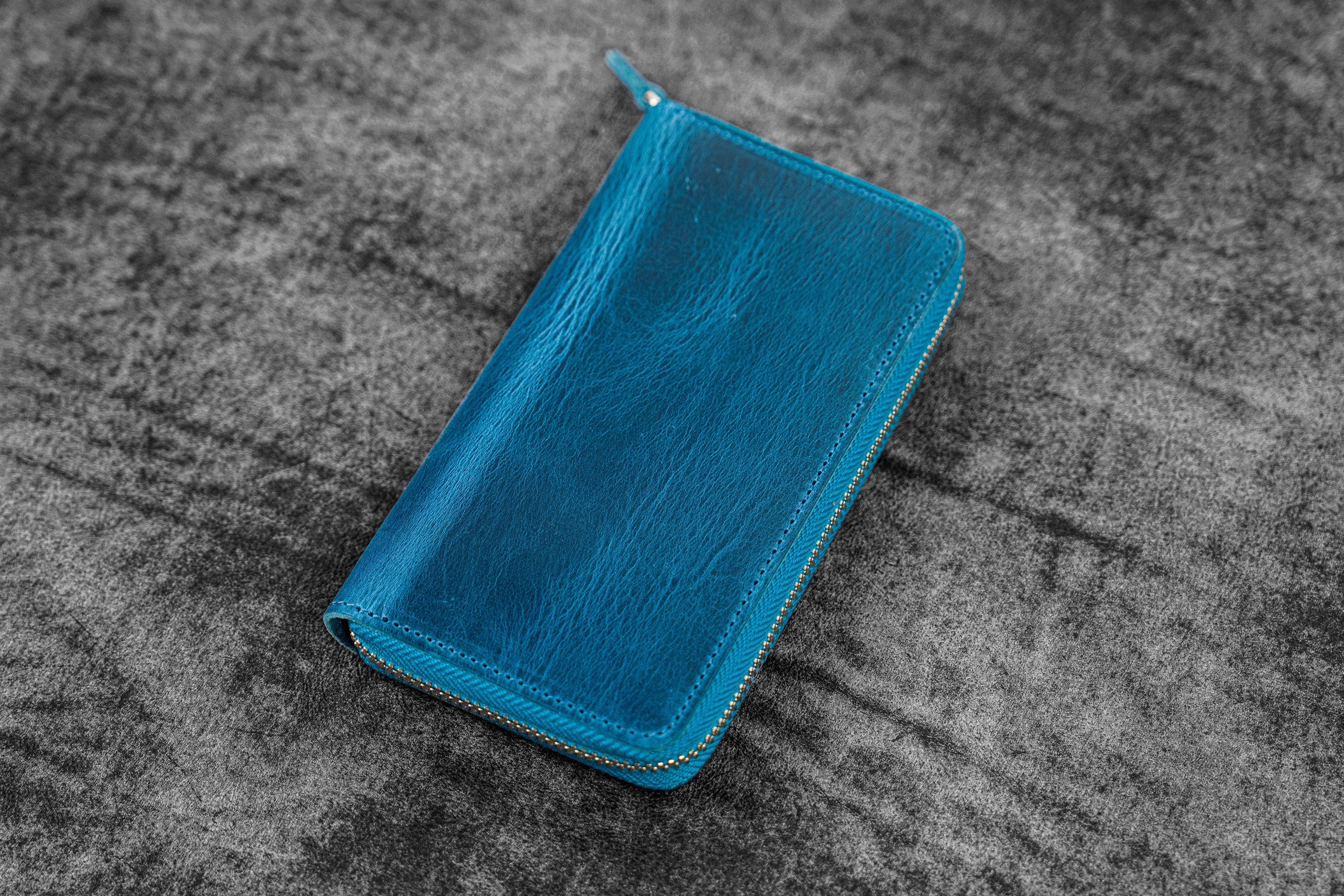 Leather Zippered 3 Slots Pen Case - C.H. Ocean Blue