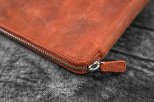 Leather Zippered A5 Notebook Folio - C.H. Orange