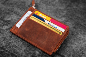 Leather Zippered Mega Mini Wallet - C. H. Orange