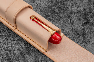 Leather Flap Pen Case - For Oversized Pens & Namiki Emperor - Undyed Leather-