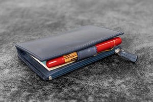 Leather Wallet Insert for Traveler's Notebook - Passport Size - Crazy Horse Navy Blue