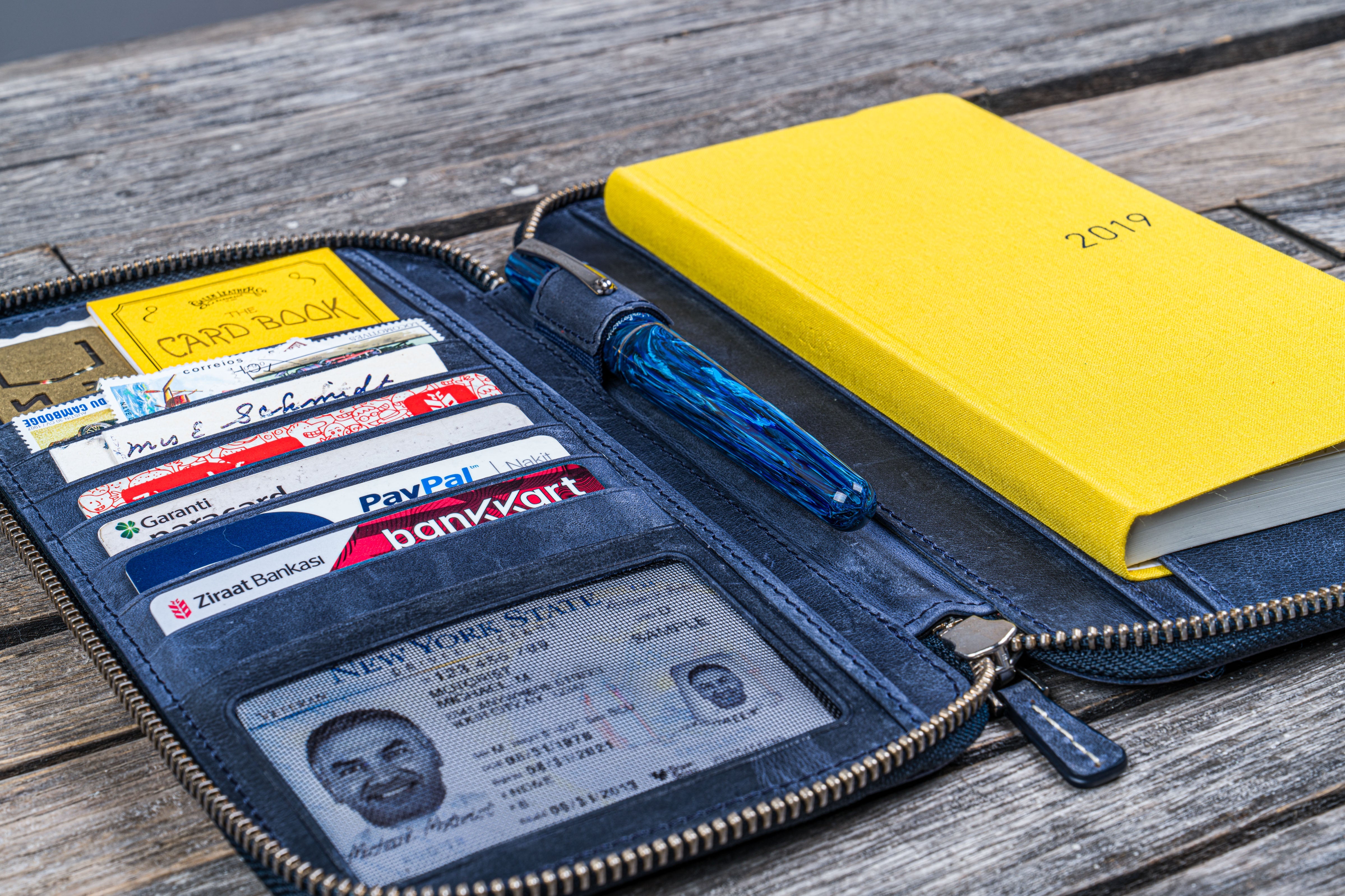 Leather Zippered Hobonichi Weeks Cover - Crazy Horse Navy Blue