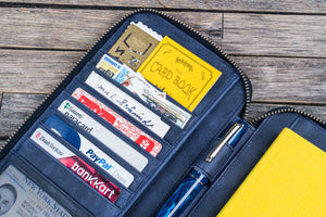 Leather Zippered Hobonichi Weeks Cover - Crazy Horse Navy Blue