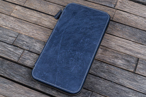 Leather Zippered Hobonichi Weeks Cover - Crazy Horse Navy Blue