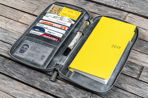 Leather Zippered Hobonichi Weeks Mega  Cover - Crazy Horse Smoky