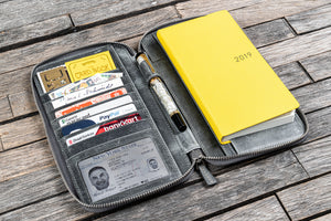 Leather Zippered Hobonichi Weeks Mega  Cover - Crazy Horse Smoky