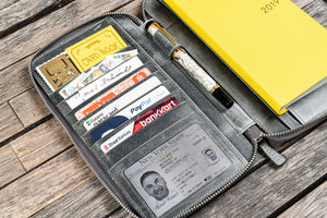 Leather Zippered Hobonichi Weeks Mega  Cover - Crazy Horse Smoky