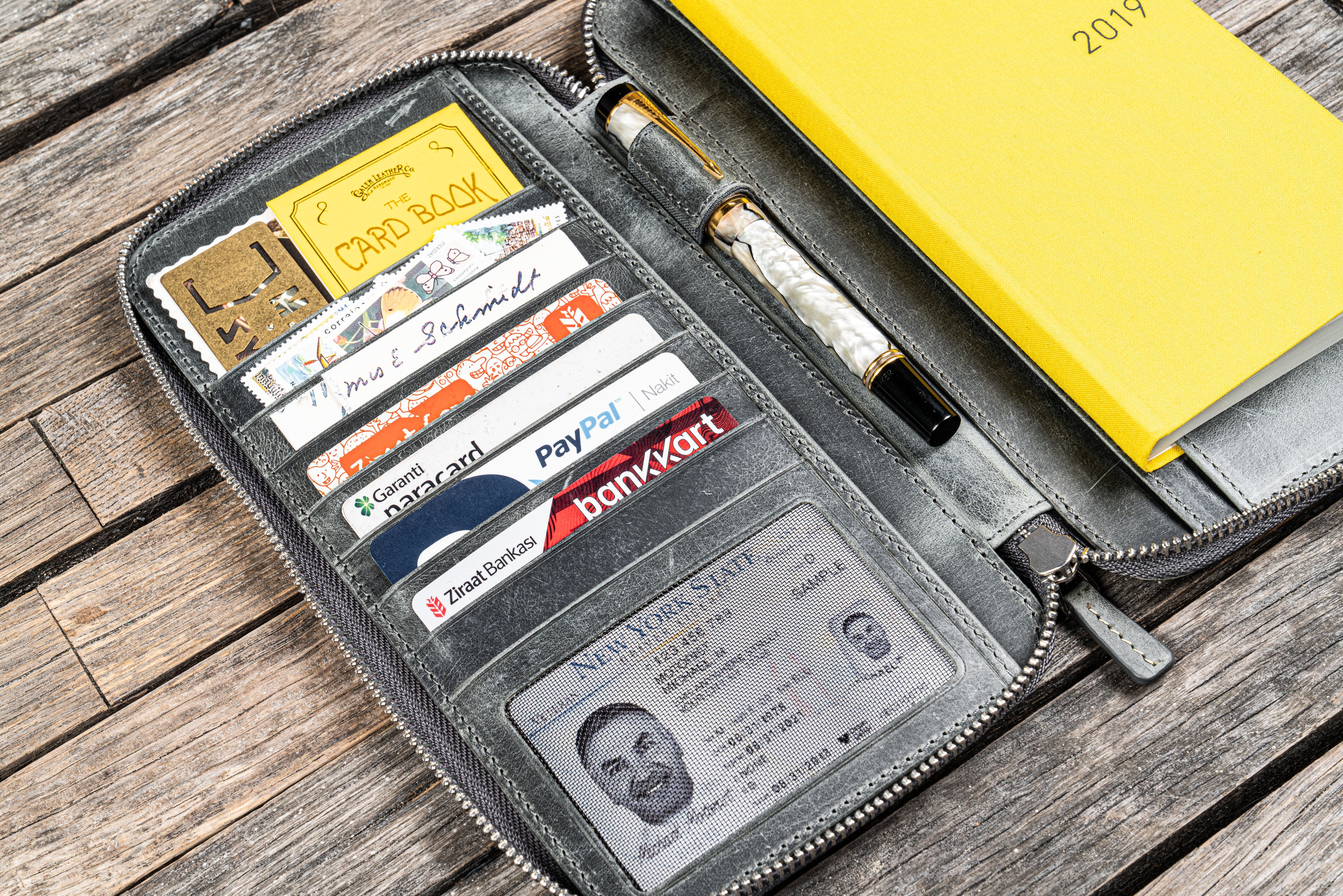 Leather Zippered Hobonichi Weeks Mega  Cover - Crazy Horse Smoky