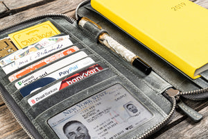 Leather Zippered Hobonichi Weeks Mega  Cover - Crazy Horse Smoky