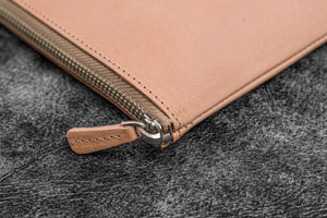 Leather Zippered Writer's Bank Bag - Pen Pouch - Undyed Leather