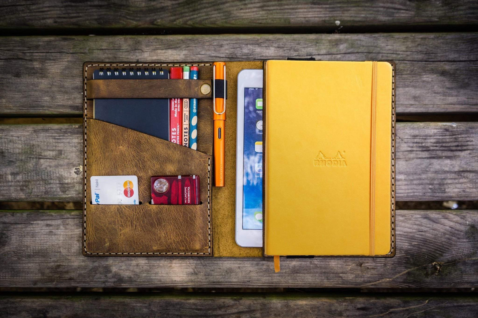 Leather Rhodia A5 Notebook & iPad Mini Cover - Crazy Horse Brown-Galen Leather