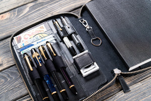 Leather Zippered A5 Leuchtturm1917 Notebook Folio - Black-Galen Leather