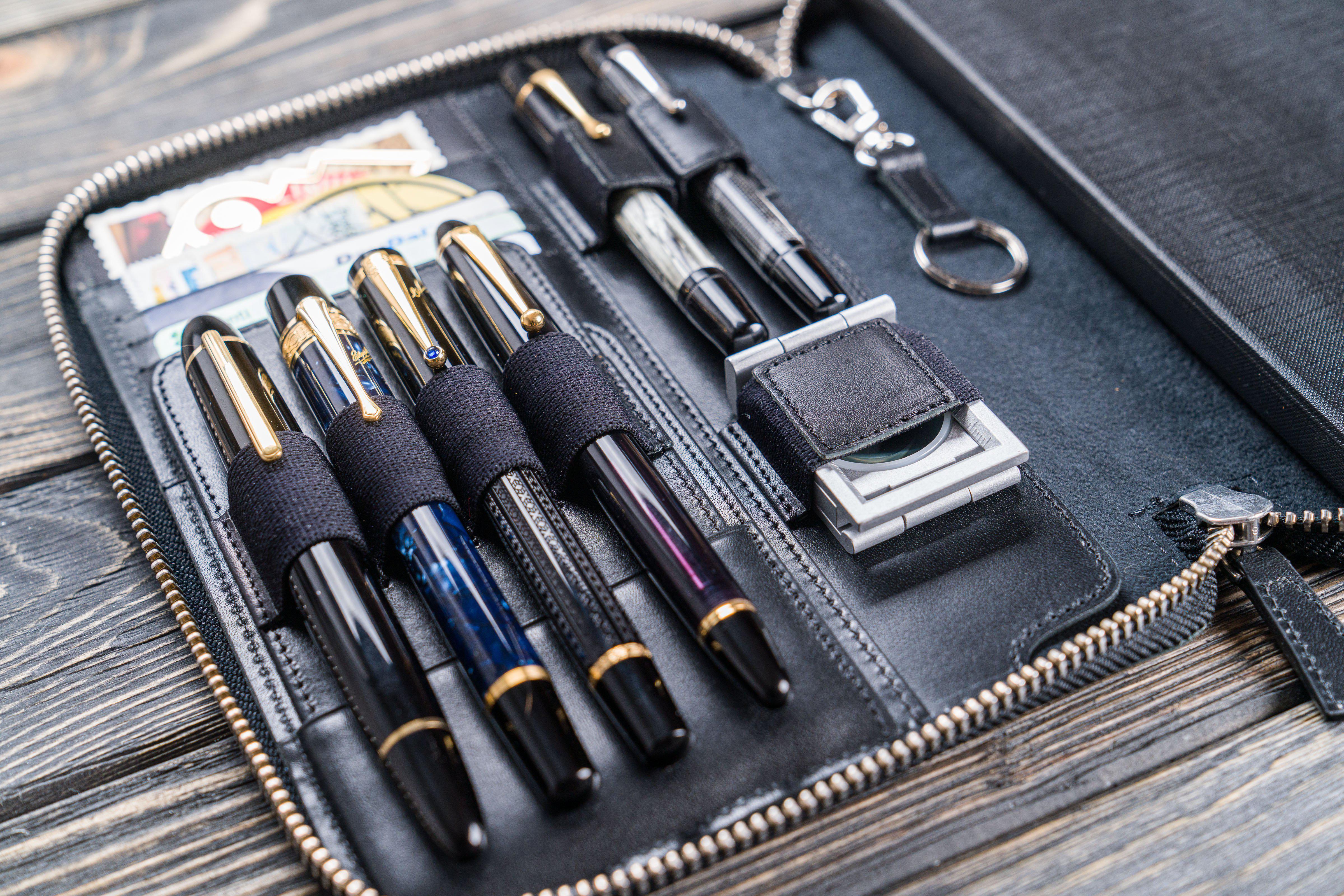 Leather Zippered A5 Leuchtturm1917 Notebook Folio - Black-Galen Leather