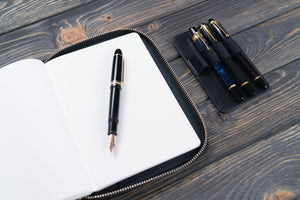Leather Zippered A5 Leuchtturm1917 Notebook Folio - Black-Galen Leather