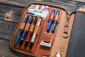 Leather Zippered A5 Leuchtturm1917 Notebook Folio - Brown-Galen Leather