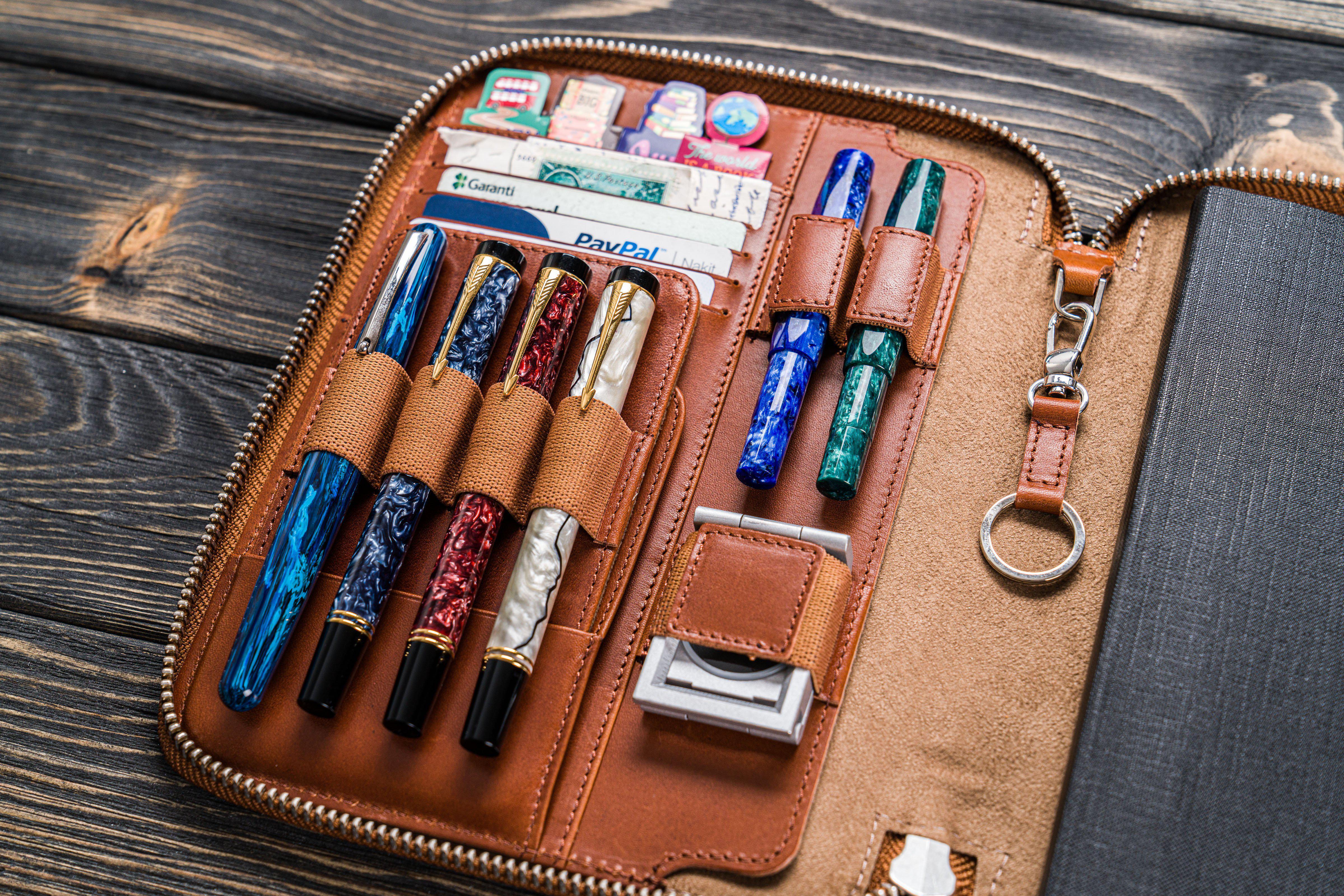 Leather Zippered A5 Leuchtturm1917 Notebook Folio - Brown-Galen Leather