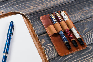 Leather Zippered A5 Leuchtturm1917 Notebook Folio - Brown-Galen Leather