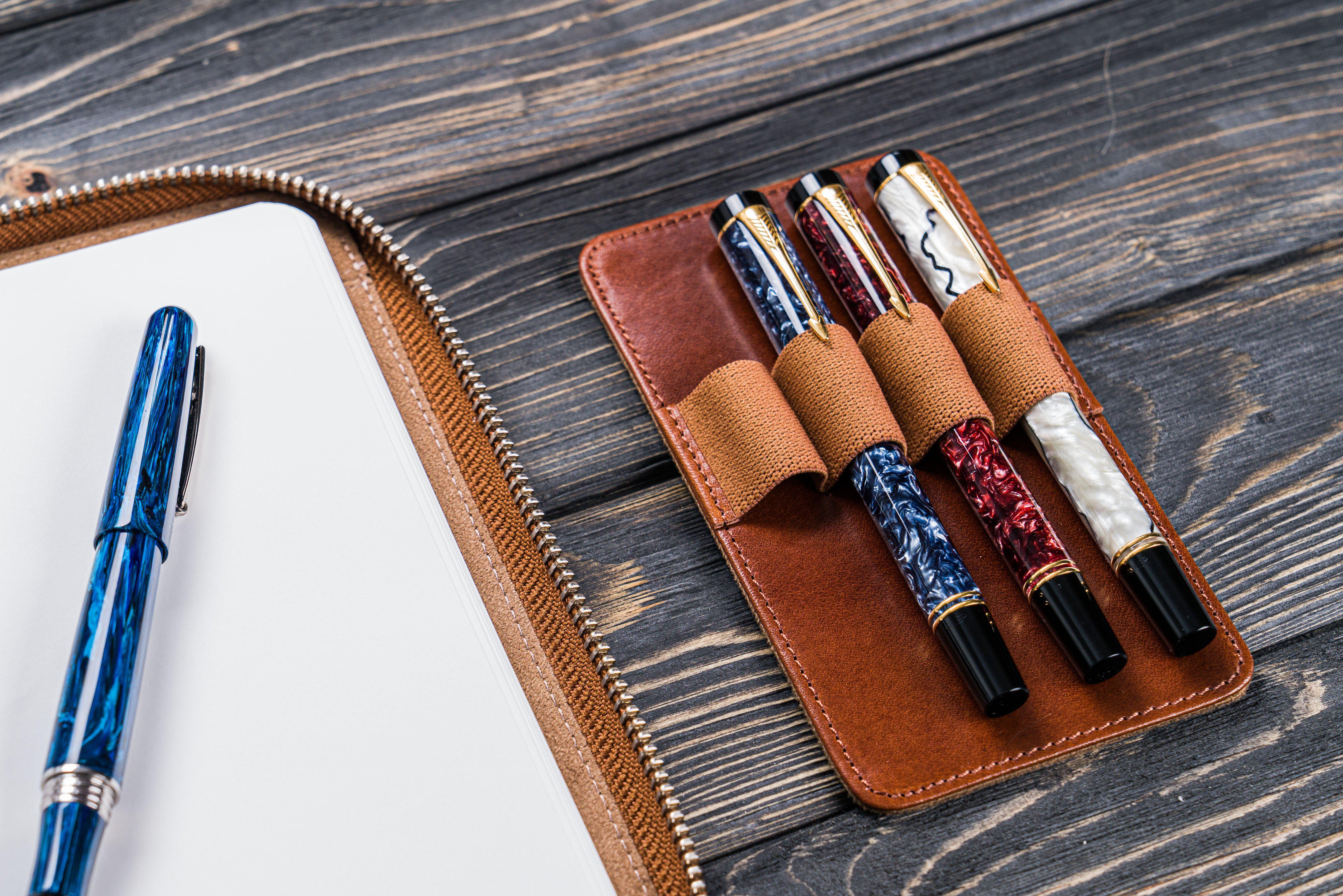 Leather Zippered A5 Leuchtturm1917 Notebook Folio - Brown-Galen Leather