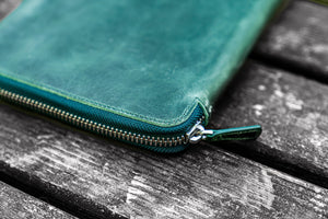 Leather Zippered A5 Leuchtturm1917 Notebook Folio - Crazy Horse Forest Green-Galen Leather