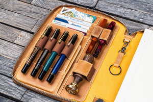 Leather Zippered A5 Leuchtturm1917 Notebook Folio - Crazy Horse Honey Ochre-Galen Leather