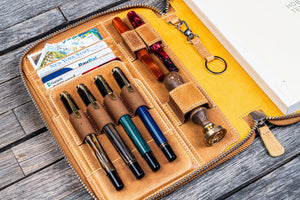Leather Zippered A5 Leuchtturm1917 Notebook Folio - Crazy Horse Honey Ochre-Galen Leather