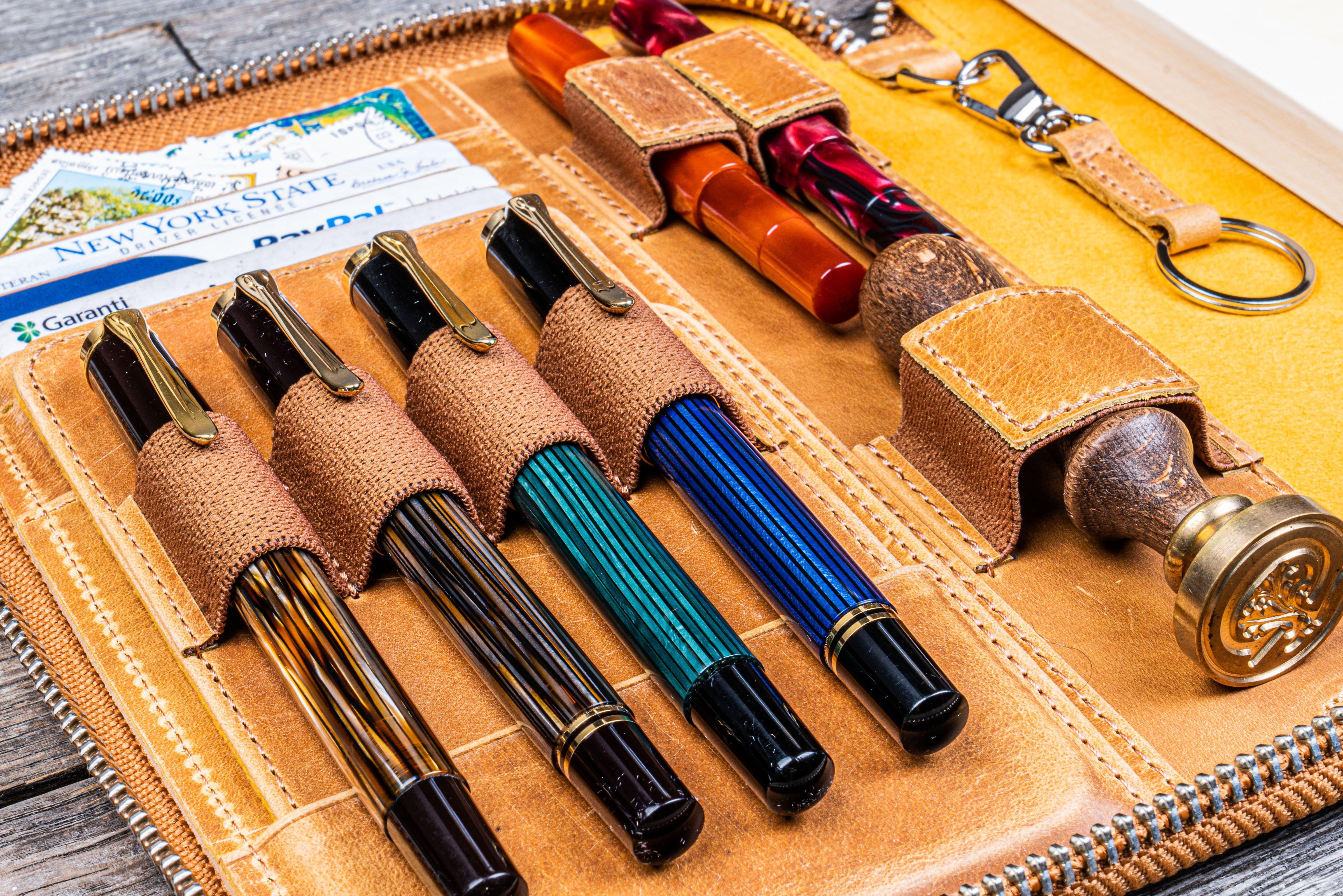 Leather Zippered A5 Leuchtturm1917 Notebook Folio - Crazy Horse Honey Ochre-Galen Leather