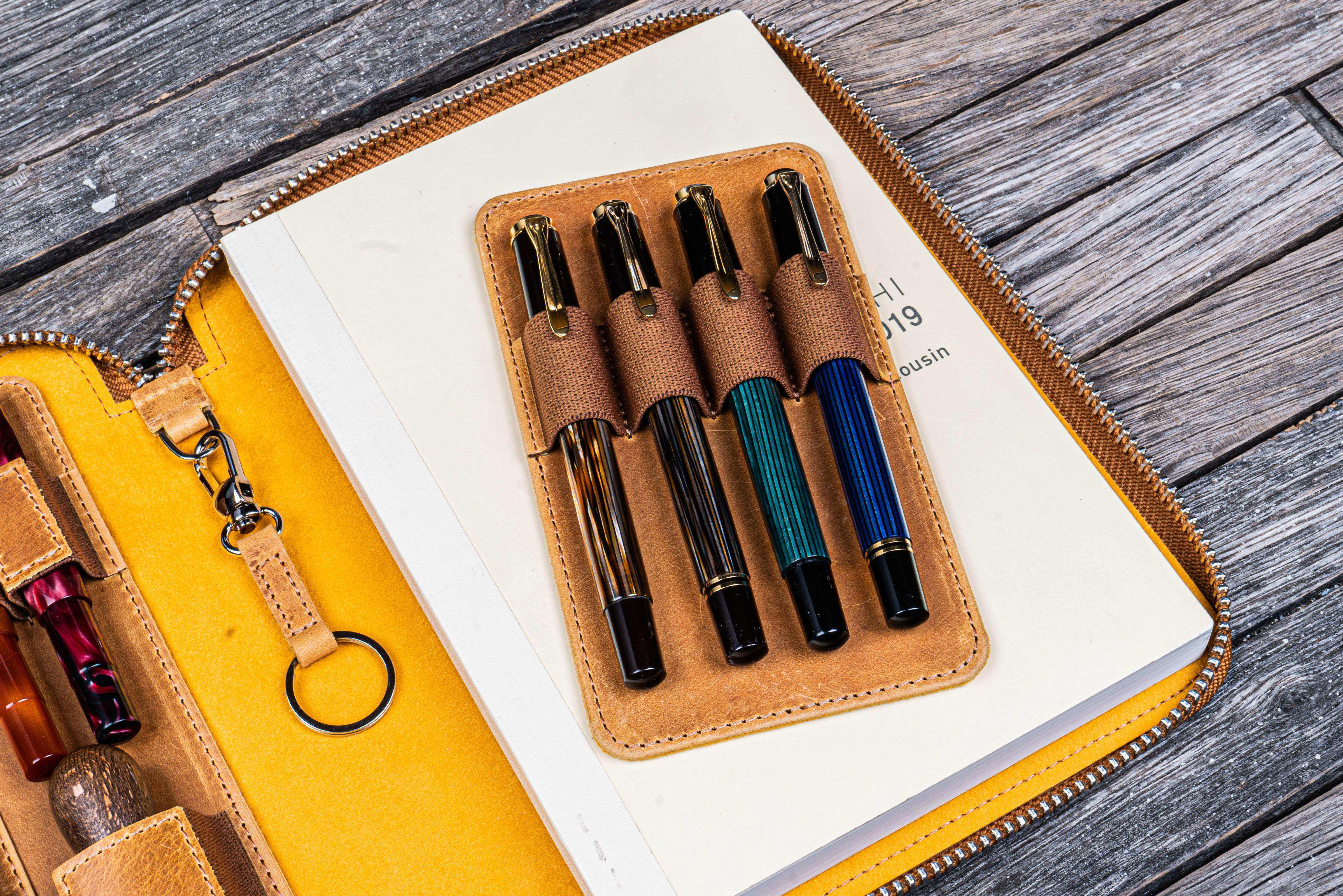 Leather Zippered A5 Leuchtturm1917 Notebook Folio - Crazy Horse Honey Ochre-Galen Leather