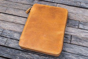 Leather Zippered A5 Leuchtturm1917 Notebook Folio - Crazy Horse Honey Ochre-Galen Leather