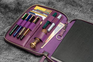 Leather Zippered A5 Leuchtturm1917 Notebook Folio - Purple-Galen Leather