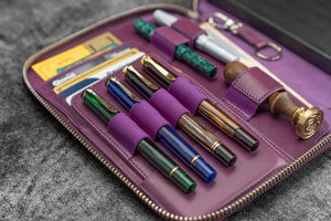 Leather Zippered A5 Leuchtturm1917 Notebook Folio - Purple-Galen Leather