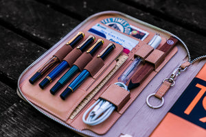 Leather Zippered A5 Leuchtturm1917 Notebook Folio - Undyed Leather-Galen Leather