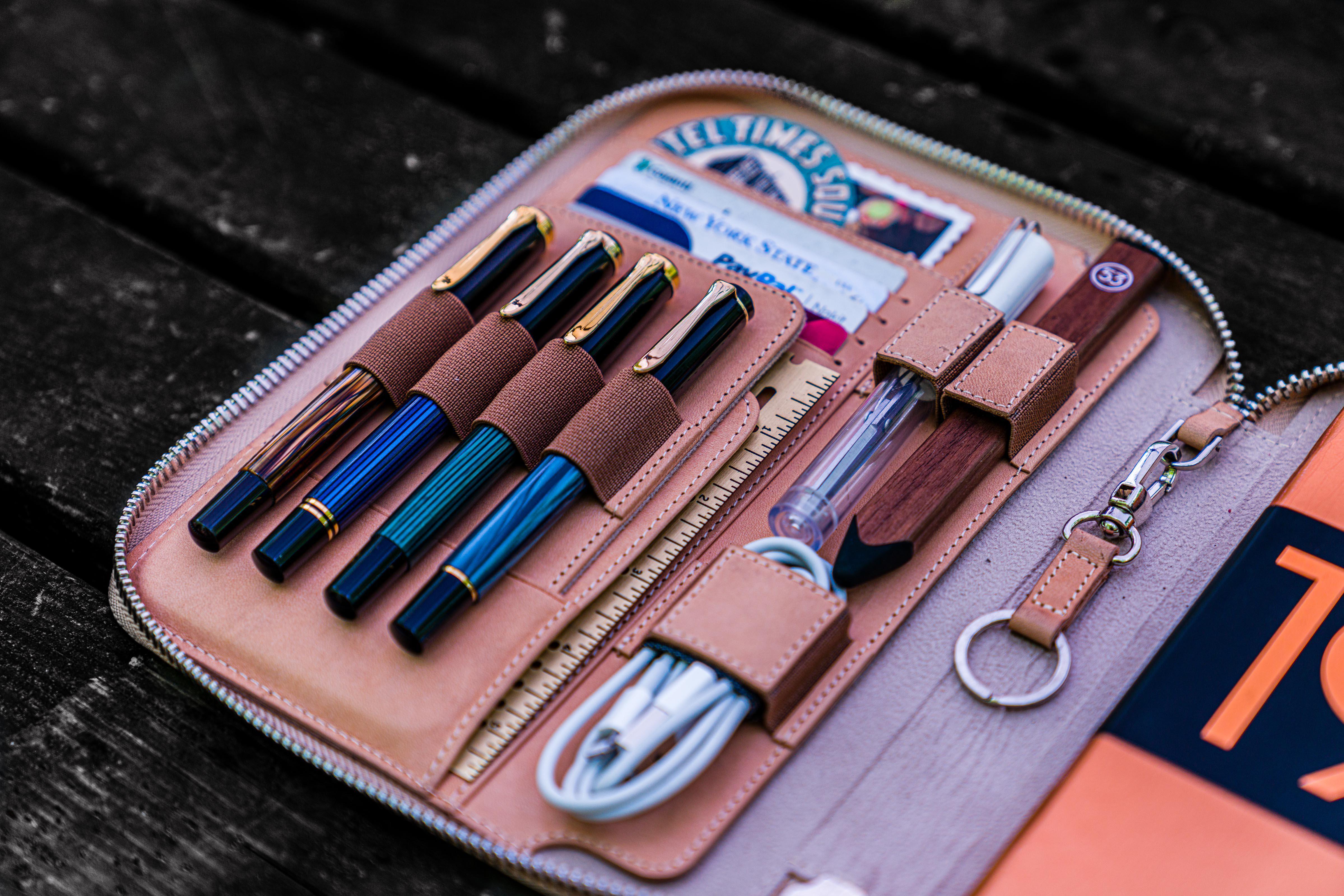 Leather Zippered A5 Leuchtturm1917 Notebook Folio - Undyed Leather-Galen Leather