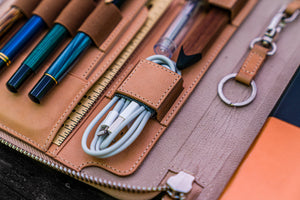 Leather Zippered A5 Leuchtturm1917 Notebook Folio - Undyed Leather-Galen Leather