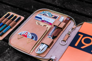 Leather Zippered A5 Leuchtturm1917 Notebook Folio - Undyed Leather-Galen Leather