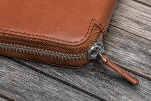 Handmade Brown Leather Zippered B6 / B6 Slim Planner & Notebook Folio - Galen Leather