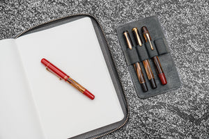 Leather Zippered Hobonichi Cousin A5 Planner Folio - Crazy Horse Smoky-Galen Leather