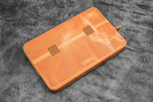 Leather Zippered Magnum Opus 12 Slots Hard Pen Case with Removable Pen Tray - Crazy Horse Honey Ochre