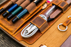 Leather Zippered Rhodia A5 Notebook & iPad Mini Folio - Crazy Horse Brown-Galen Leather