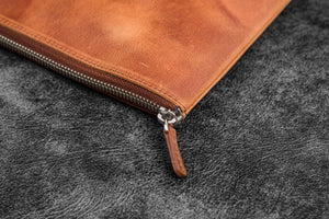 Leather Zippered Writer's Bank Bag - Pen Pouch - Crazy Horse Tan