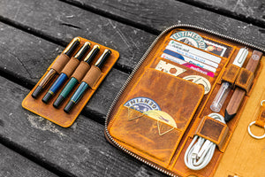 Leather Zippered iPad Mini & Large Moleskine Folio - Crazy Horse Brown-Galen Leather