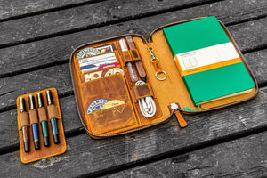 Leather Zippered iPad Mini & Large Moleskine Folio - Crazy Horse Brown-Galen Leather