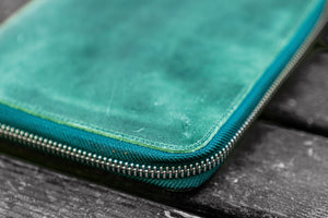 Leather Zippered iPad Mini & Large Moleskine Folio - Crazy Horse Forest Green-Galen Leather
