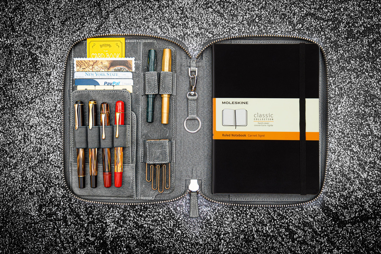Leather Zippered iPad Mini & Large Moleskine Folio - Crazy Horse Smoky-Galen Leather
