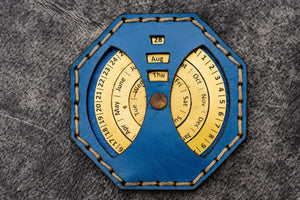 Leather and Brass Perpetual Calendar - Octagon-Galen Leather