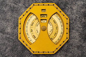 Leather and Brass Perpetual Calendar - Octagon-Galen Leather